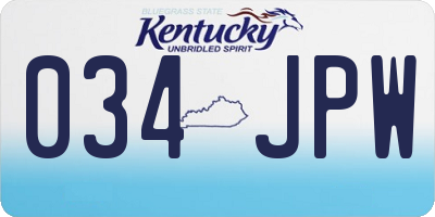 KY license plate 034JPW