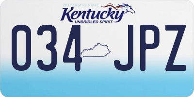 KY license plate 034JPZ