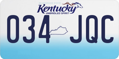 KY license plate 034JQC