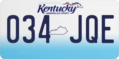 KY license plate 034JQE