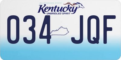KY license plate 034JQF