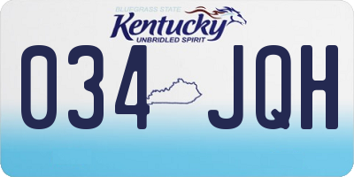 KY license plate 034JQH