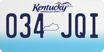 KY license plate 034JQI