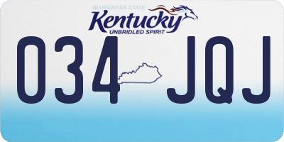 KY license plate 034JQJ