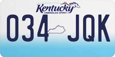 KY license plate 034JQK