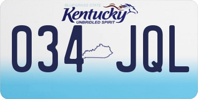 KY license plate 034JQL