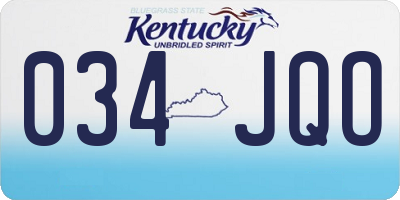 KY license plate 034JQO