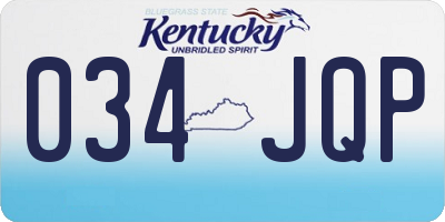 KY license plate 034JQP