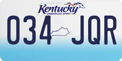 KY license plate 034JQR