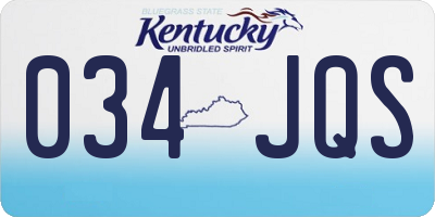 KY license plate 034JQS