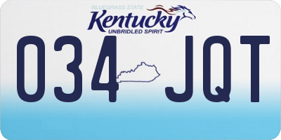 KY license plate 034JQT