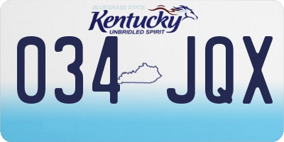 KY license plate 034JQX