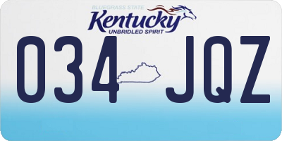 KY license plate 034JQZ
