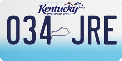 KY license plate 034JRE