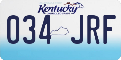 KY license plate 034JRF