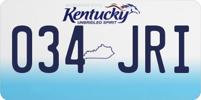 KY license plate 034JRI