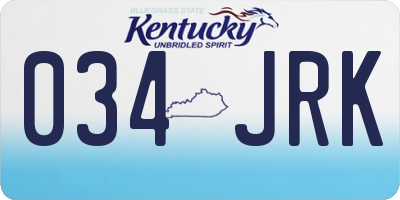 KY license plate 034JRK