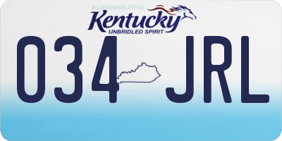 KY license plate 034JRL