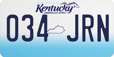 KY license plate 034JRN