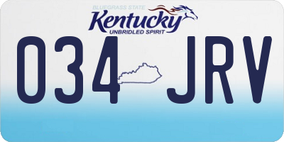 KY license plate 034JRV