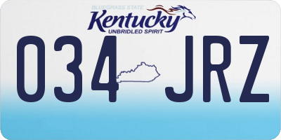 KY license plate 034JRZ