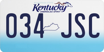KY license plate 034JSC