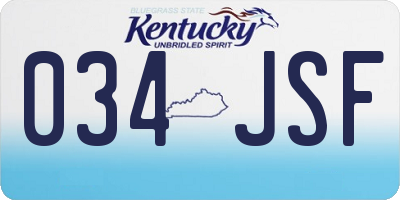 KY license plate 034JSF