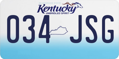 KY license plate 034JSG