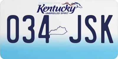 KY license plate 034JSK