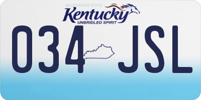 KY license plate 034JSL