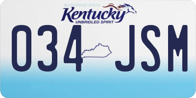 KY license plate 034JSM