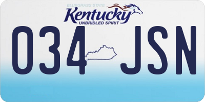 KY license plate 034JSN