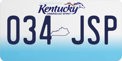 KY license plate 034JSP