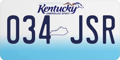 KY license plate 034JSR