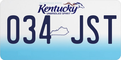 KY license plate 034JST