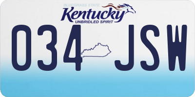 KY license plate 034JSW