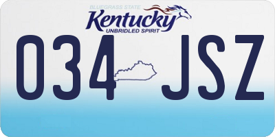 KY license plate 034JSZ