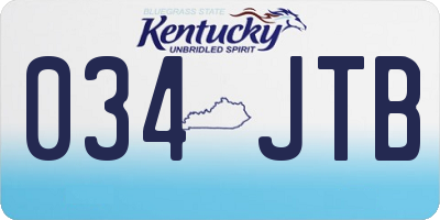 KY license plate 034JTB