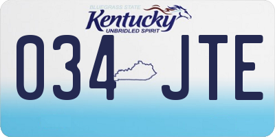 KY license plate 034JTE