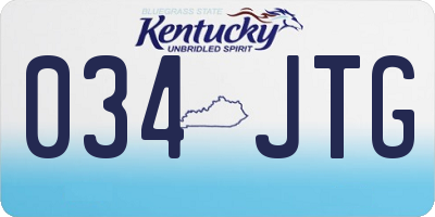 KY license plate 034JTG