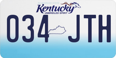 KY license plate 034JTH