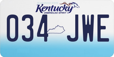 KY license plate 034JWE