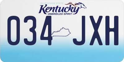 KY license plate 034JXH
