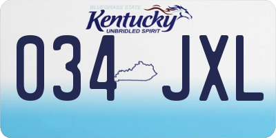 KY license plate 034JXL