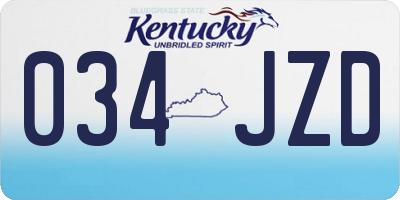 KY license plate 034JZD