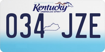 KY license plate 034JZE