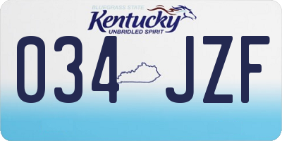 KY license plate 034JZF