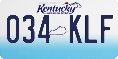 KY license plate 034KLF