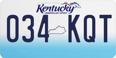 KY license plate 034KQT
