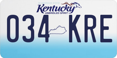 KY license plate 034KRE